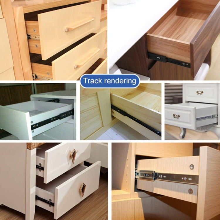 2 Pairs 10 inches 3-section Mute Cold Rolled Steel Sliding Drawer Slides Ball Slide Rail Length: 25cm