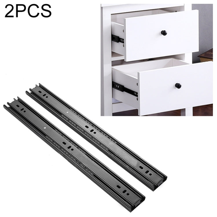 2 Pairs 12 inches 3-section Mute Cold Rolled Steel Sliding Drawer Slides Ball Slide Rail Length: 30cm