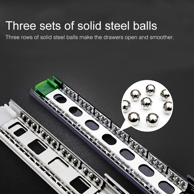 2 Pairs 12 inches 3-section Mute Cold Rolled Steel Sliding Drawer Slides Ball Slide Rail Length: 30cm