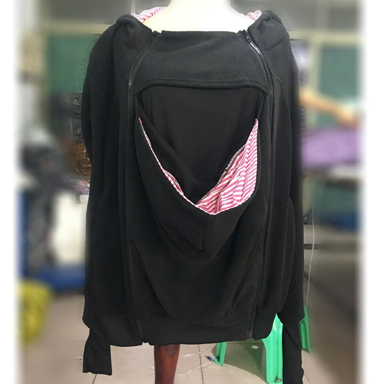 Three-in-one Multi-function Mother Kangaroo Zipper Hoodie Coat with Front Cap Size: L, Chest: 97-100cm, Waist: 76-80cm, Hip: 103-107cm