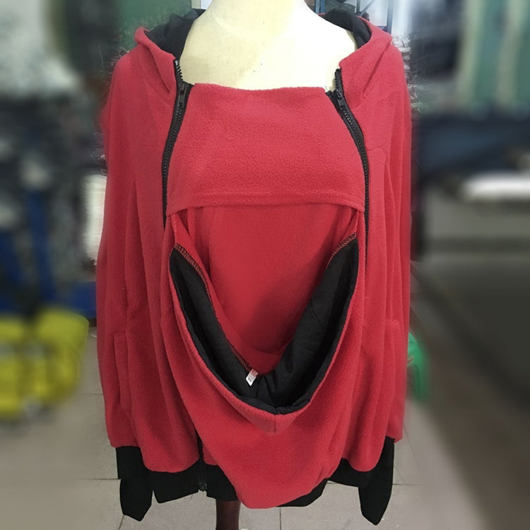 Three-in-one Multi-function Mother Kangaroo Zipper Hoodie Coat with Front Cap Size: L, Chest: 97-100cm, Waist: 76-80cm, Hip: 103-107cm