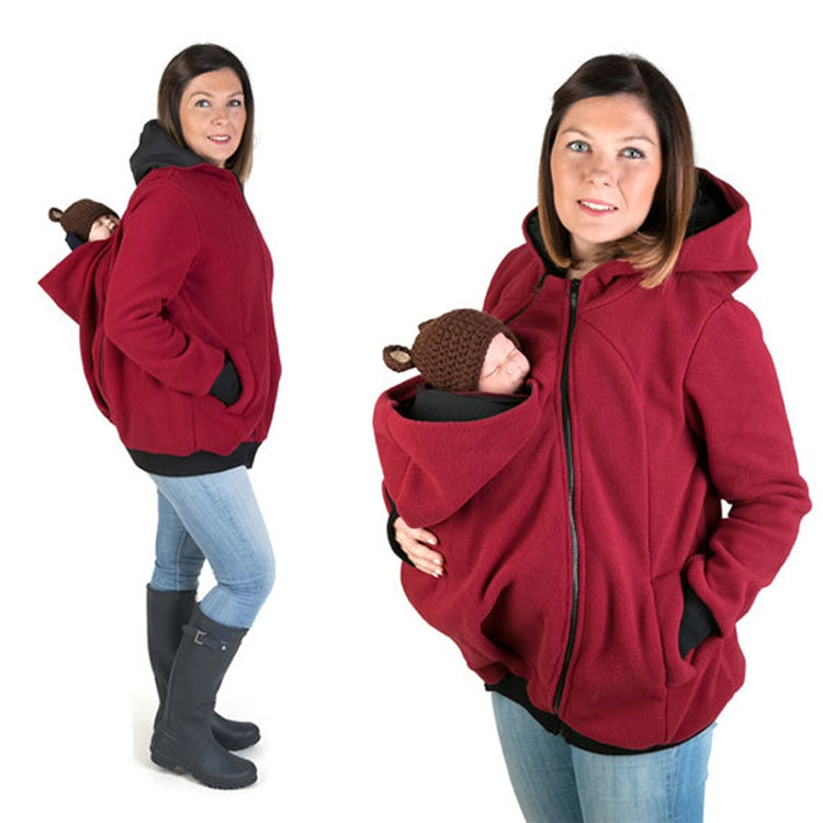 Three-in-one Multi-function Mother Kangaroo Zipper Hoodie Coat with Front Cap Size: L, Chest: 97-100cm, Waist: 76-80cm, Hip: 103-107cm
