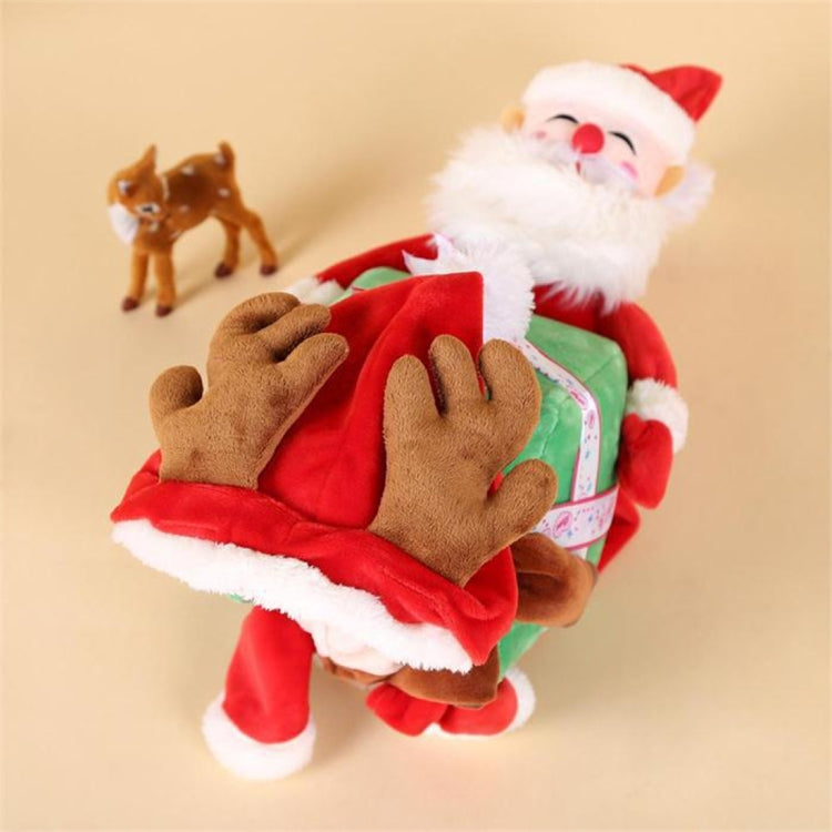 Funny Pet Dog ChristmasClothes, Winter Thick and Warm Adjustable 3D Santa Claus Holding Boxes Clothes with Magic Tape, Size: L, Back Length: 40 cm