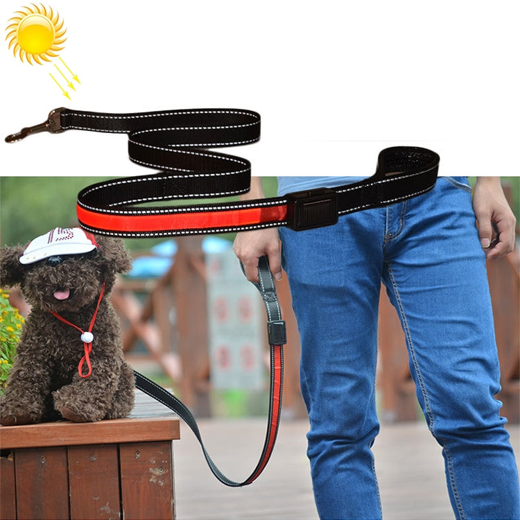 1.2m Medium and Large Dog Pet Solar + USB Charging LED Light Traction Rope, Sizeï¼š120cm