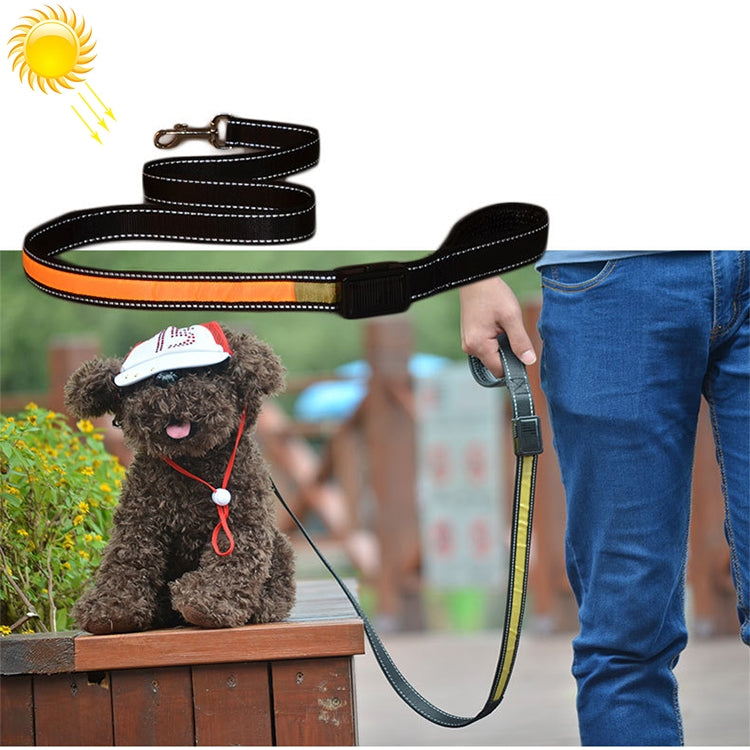 1.2m Medium and Large Dog Pet Solar + USB Charging LED Light Traction Rope, Sizeï¼š120cm