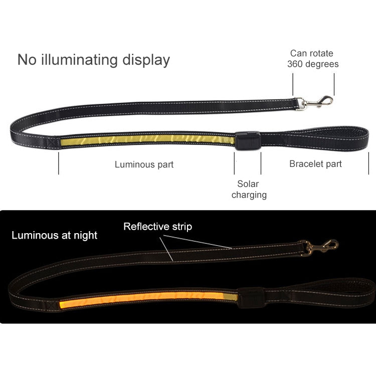 1.2m Medium and Large Dog Pet Solar + USB Charging LED Light Traction Rope, Sizeï¼š120cm