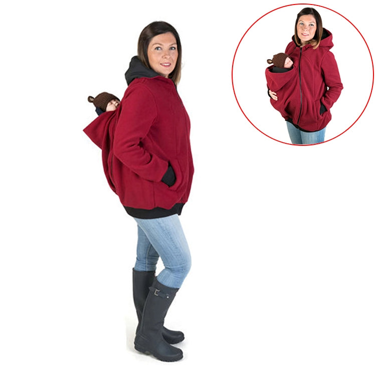 Three-in-one Multi-function Mother Kangaroo Zipper Hoodie Coat with Front Cap Size: XXL, Chest: 110-116cm, Waist:91-95cm, Hip: 116-123cm