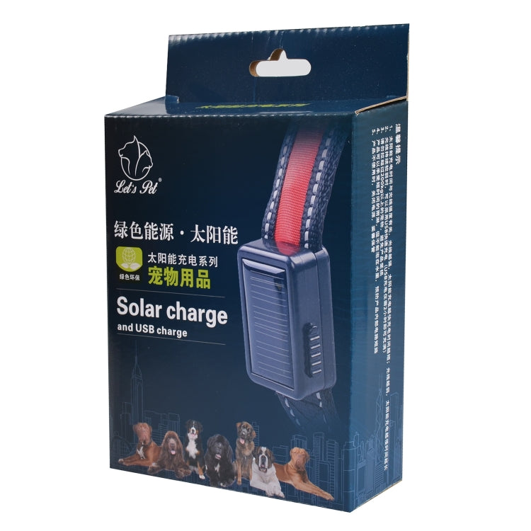 Medium and Large Dog Pet Solar + USB Charging LED Light Collar, Neck Circumference Size: M, 40-50cm