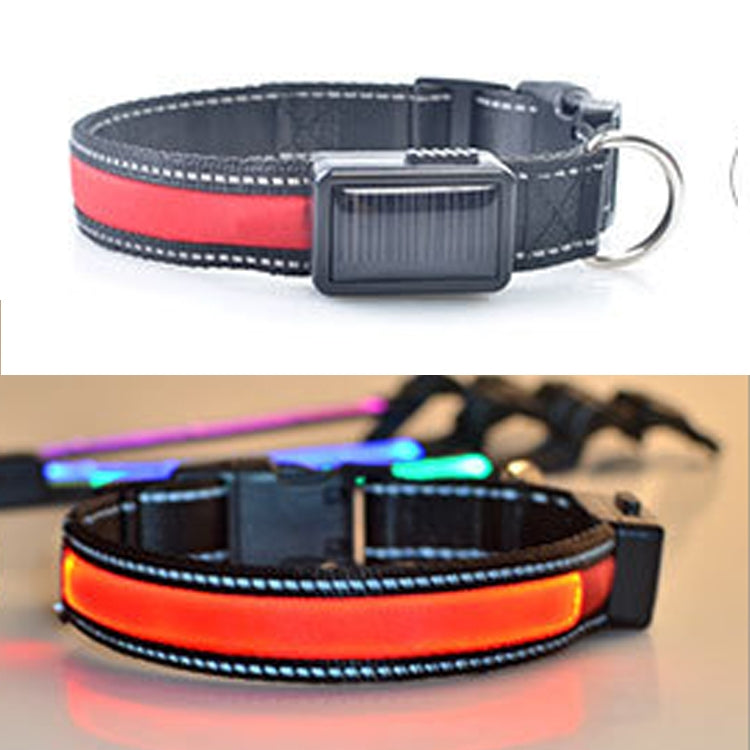 Medium and Large Dog Pet Solar + USB Charging LED Light Collar, Neck Circumference Size: S, 35-40cm
