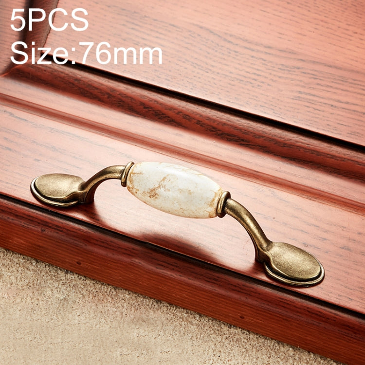 5 PCS 5018_76 Marble Texture Ceramic Closet Cabinet Handle Pitch: 76mm