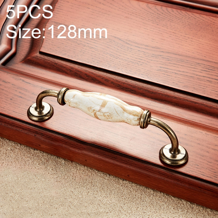 5 PCS 5032_128 Marble Texture Ceramic Closet Cabinet Handle Pitch: 128mm