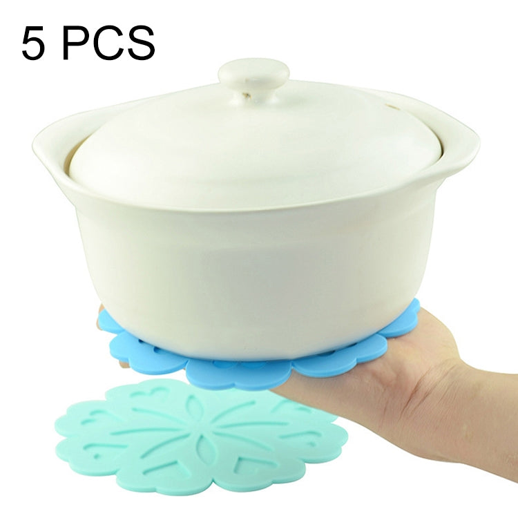 5 PCS Flower Style Silicone Thickened Heat Insulation Mat Cup Cushion Pad Random Color Delivery