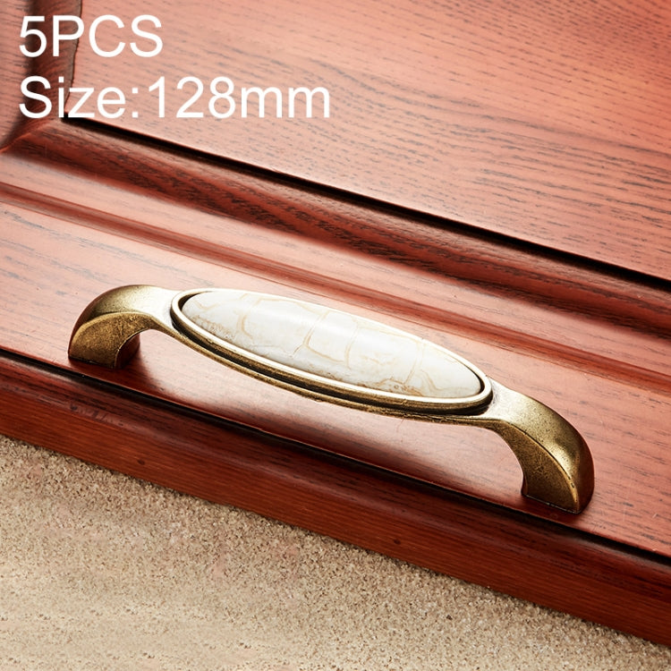 5 PCS 5050_128 Marble Texture Ceramic Closet Cabinet Handle Pitch: 128mm