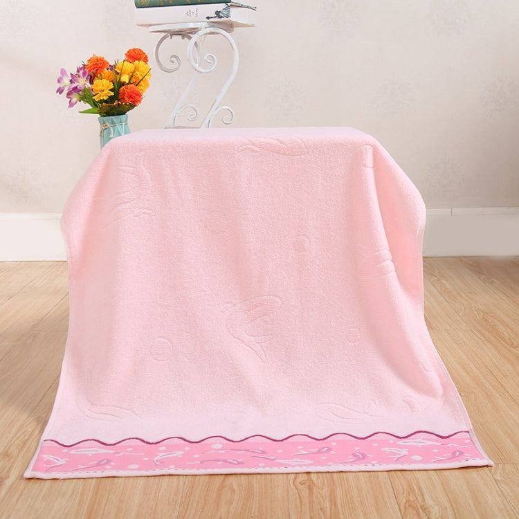 Fishes Pattern Jacquard Cotton Pastel Bath Towel, Size: 70cm x 140cm(Pink)
