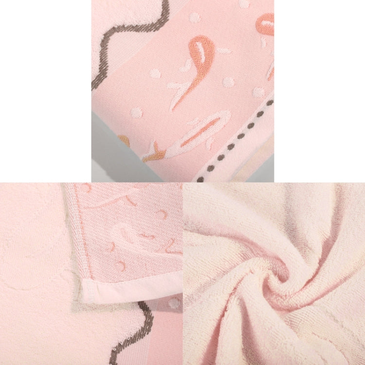 Fishes Pattern Jacquard Cotton Pastel Bath Towel, Size: 70cm x 140cm(Pink)