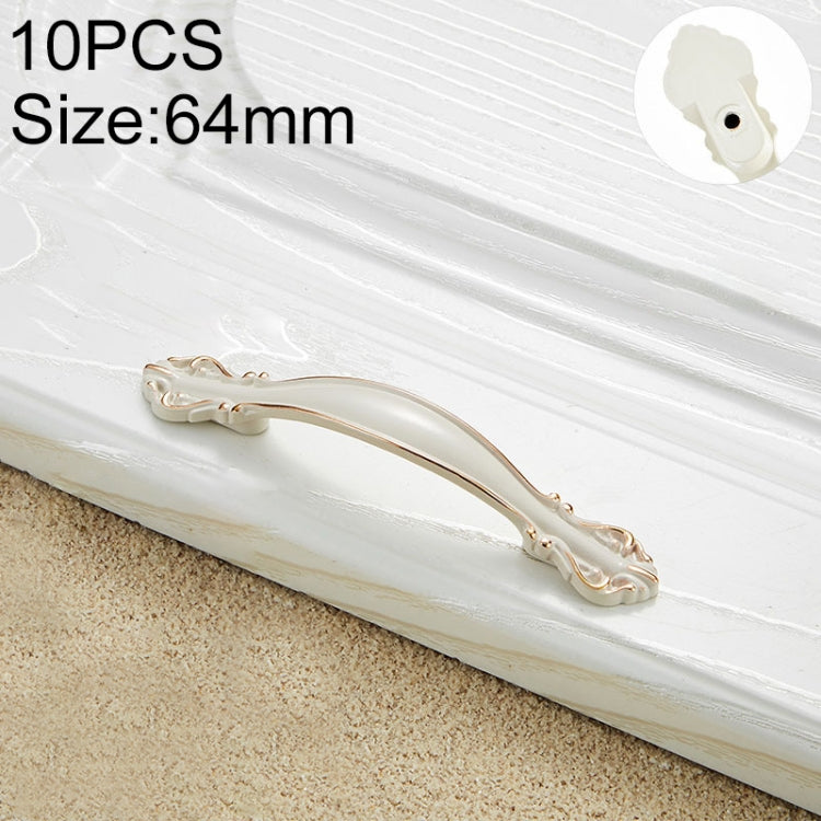 10 PCS 6032A_64 Ivory White Paint Closet Cabinet Handle Pitch: 64mm