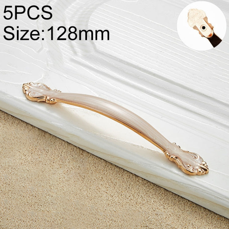 5 PCS 6032A_128 White Amber Paint Closet Cabinet Handle Pitch: 128mm