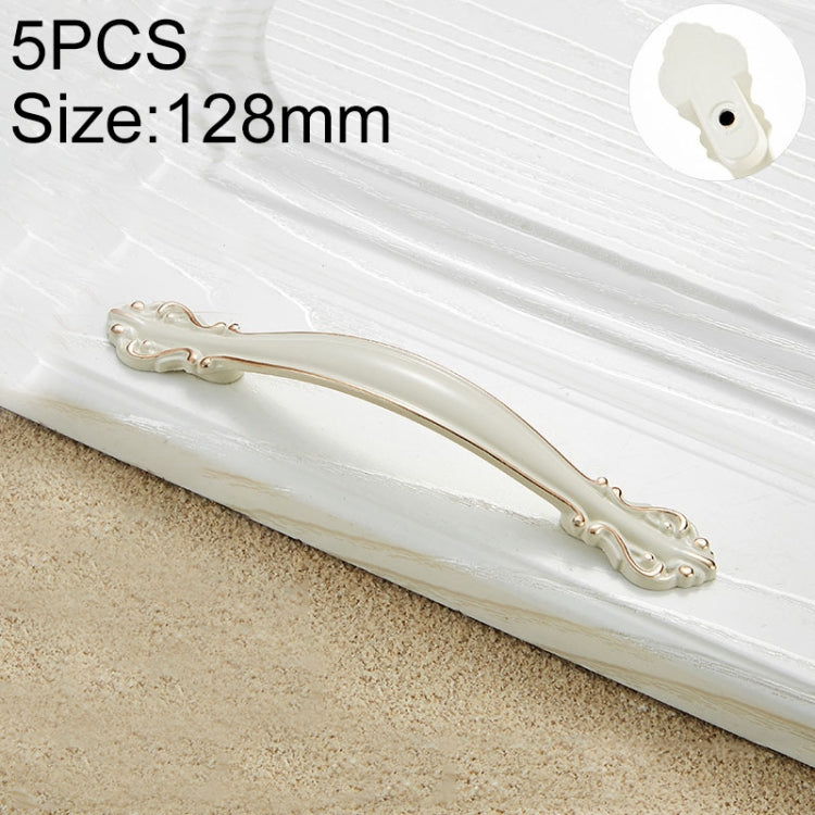 5 PCS 6032A_128 Ivory White Paint Closet Cabinet Handle Pitch: 128mm