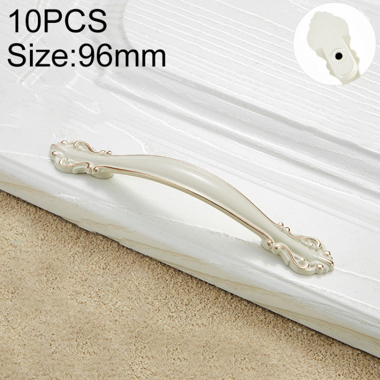 10 PCS 6032B_96 Ivory White Paint Closet Cabinet Handle Pitch: 96mm