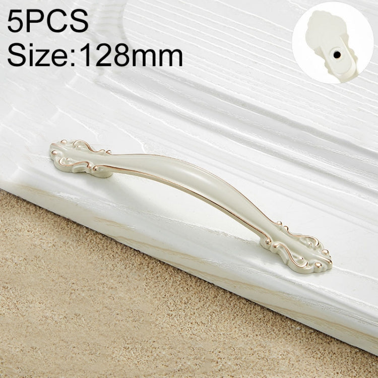 5 PCS 6032B_128 Ivory White Paint Closet Cabinet Handle Pitch: 128mm