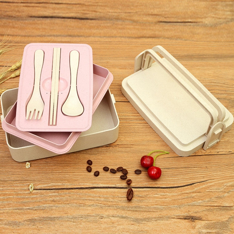 Japanese Tableware Wheat Stalk Two Layers Lunch Sushi Box, Size: 19*12.5*7.5cm (Pink)