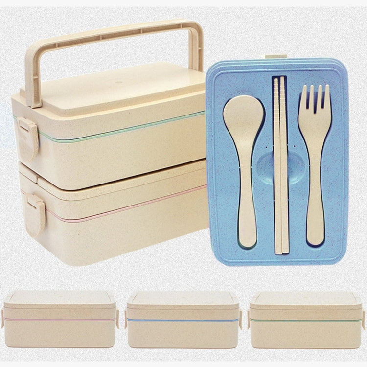 Japanese Tableware Wheat Stalk Two Layers Lunch Sushi Box, Size: 19*12.5*7.5cm (Pink)