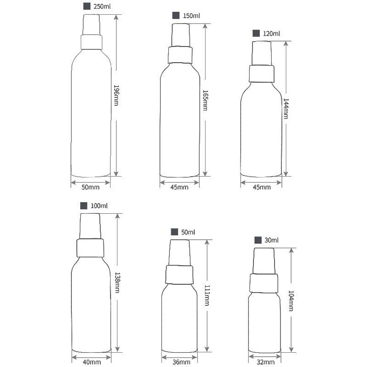 5 PCS Refillable Glass Fine Mist Atomizers Aluminum Bottle, 150ml