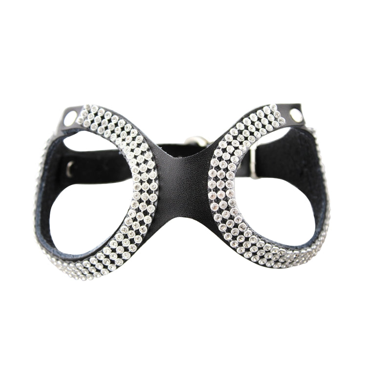 Rhinestone Leather Glasses Style Breathable Dog Chest Strap, Size: L(Red)