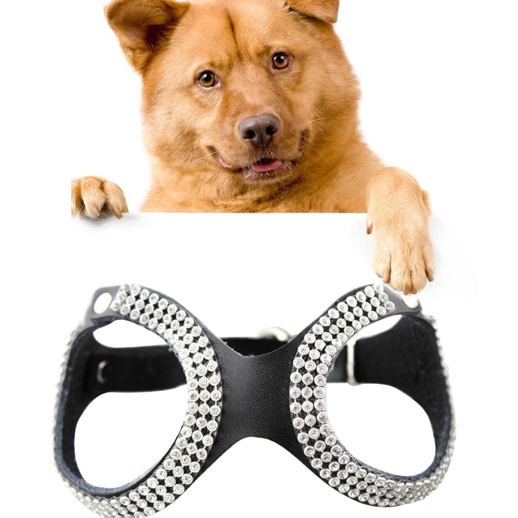 Rhinestone Leather Glasses Style Breathable Dog Chest Strap, Size: L(Red)