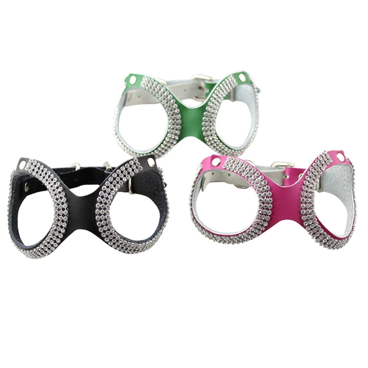 Rhinestone Leather Glasses Style Breathable Dog Chest Strap, Size: L(Red)