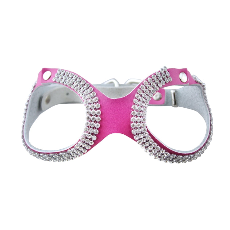 Rhinestone Leather Glasses Style Breathable Dog Chest Strap, Size: M(Magenta)