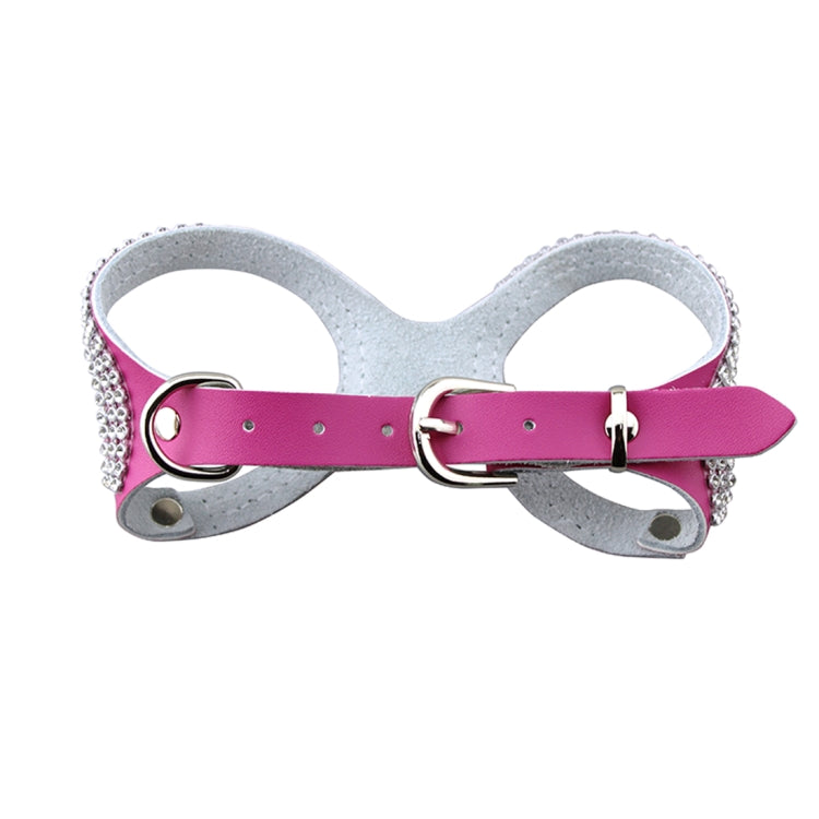 Rhinestone Leather Glasses Style Breathable Dog Chest Strap, Size: M(Magenta)