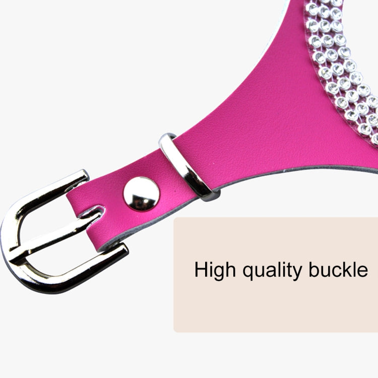 Rhinestone Leather Glasses Style Breathable Dog Chest Strap, Size: M(Magenta)