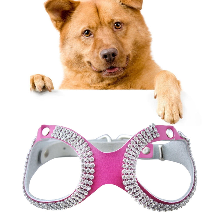 Rhinestone Leather Glasses Style Breathable Dog Chest Strap, Size: M(Magenta)