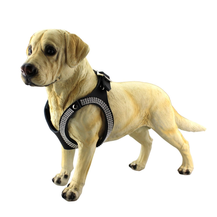 Rhinestone Leather Glasses Style Breathable Dog Chest Strap, Size: S