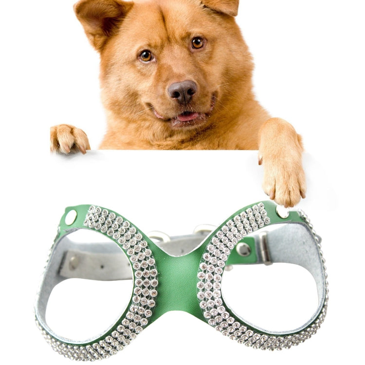 Rhinestone Leather Glasses Style Breathable Dog Chest Strap, Size: S