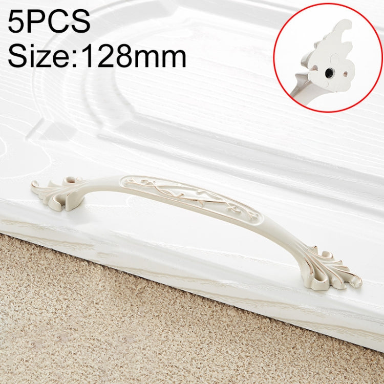 5 PCS 6515_128 Ivory White Zinc Alloy Simple Closet Cabinet Handle Pitch: 128mm