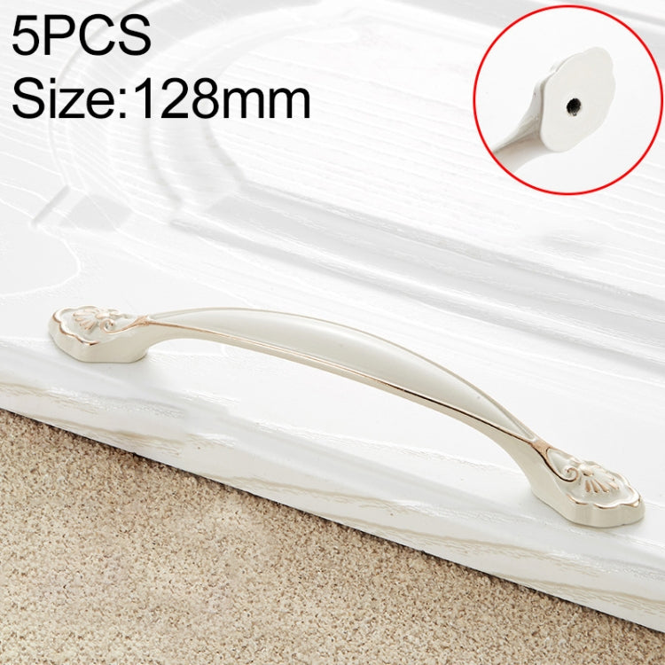 5 PCS 6526_128 Ivory White Zinc Alloy Simple Closet Cabinet Handle Pitch: 128mm