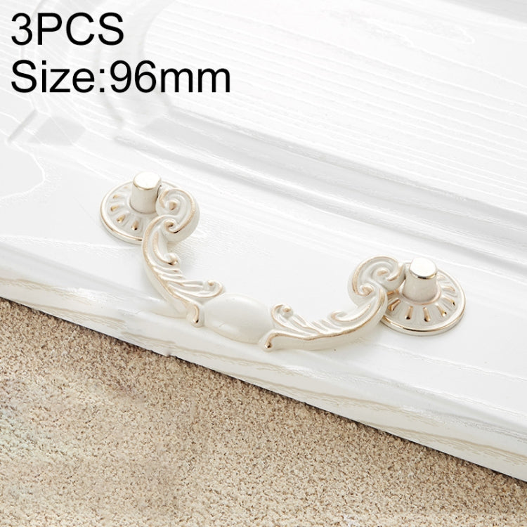 3 PCS 6602_96 Ivory White Zinc Alloy Simple Closet Cabinet Handle Pitch: 96mm
