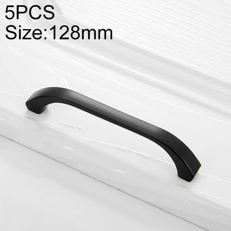 5 PCS 4003_128 Stainless Steel Closet Cabinet Handle Pitch: 128mm (Black)