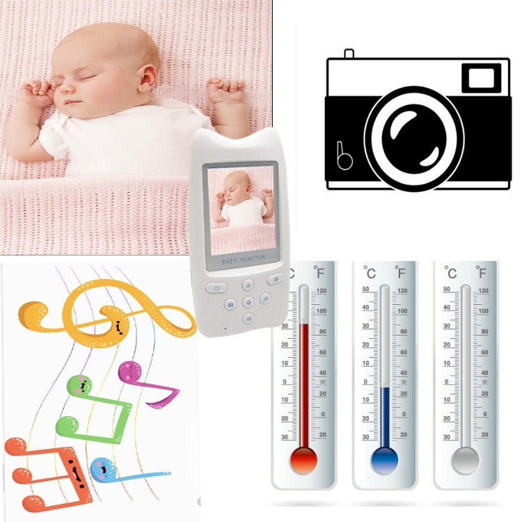 WB801 2.4 inch LCD 2.4GHz Wireless Surveillance Camera Baby Monitor, Support Two Way Talk, Temperature Monitor, Night Vision(White)