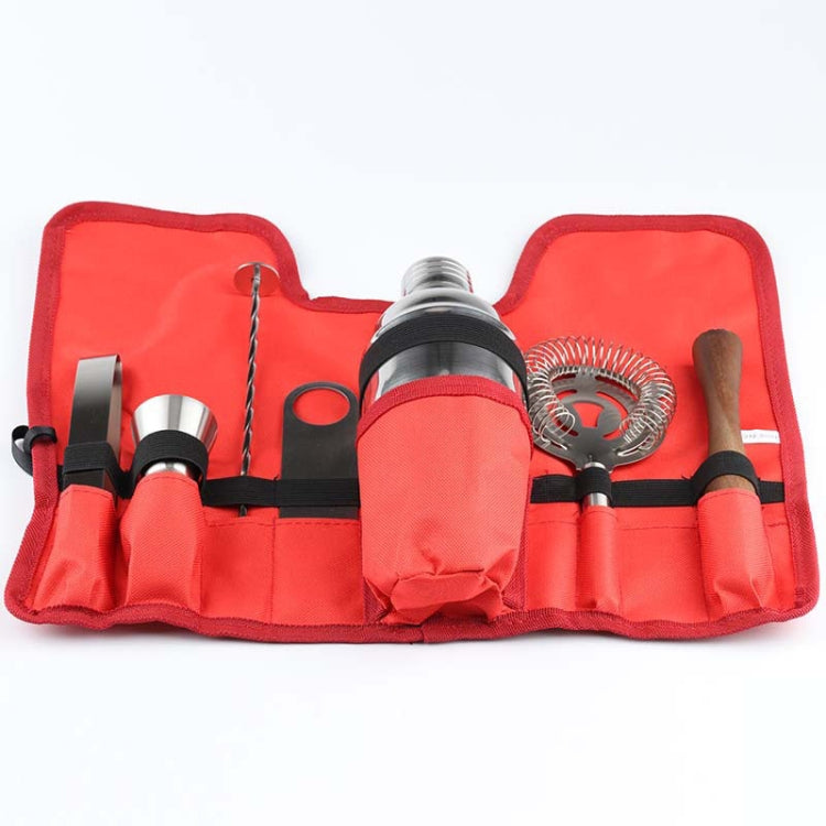 8 in 1 Stainless Steel Wine Cocktail Shaker Tools Set with Cloth Bag, Capacity: 800/600ml