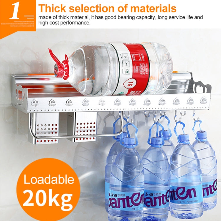 60cm 2 Chopstick Cylinders 8 Hooks Kitchen Multi-function Single-layer Wall Hanging Knife Holder Storage Rack
