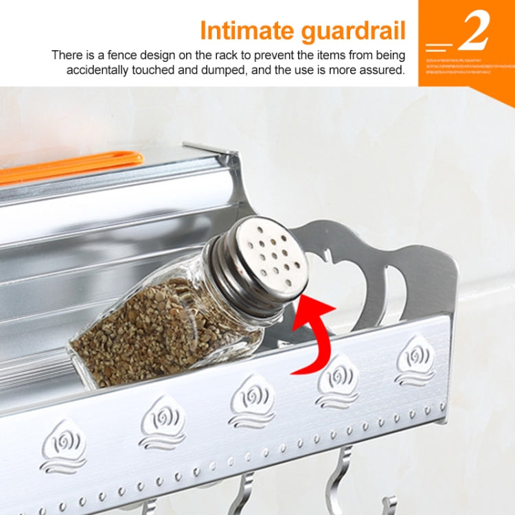 60cm 2 Chopstick Cylinders 8 Hooks Kitchen Multi-function Single-layer Wall Hanging Knife Holder Storage Rack