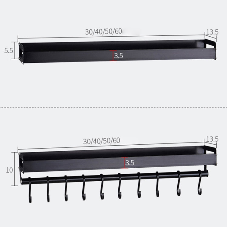 30cm 4 Hooks Kitchen Multi-function Wall Hanging Holder Seasoning Storage Rack(Black)