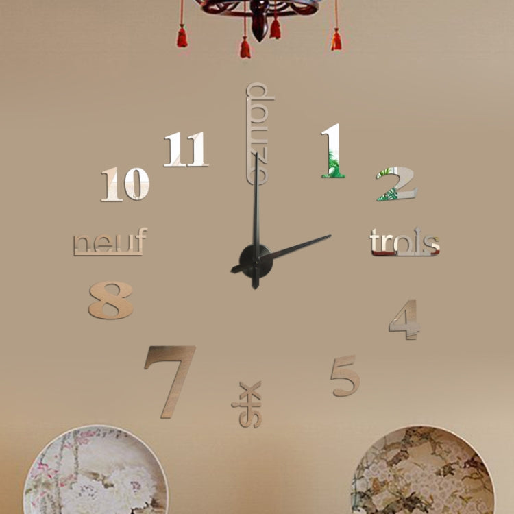 A6 DIY French Clock 3D Stereoscopic Mirror Wall Stickers
