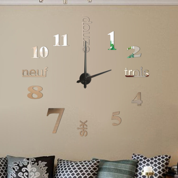 A6 DIY French Clock 3D Stereoscopic Mirror Wall Stickers