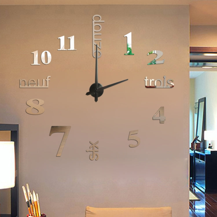 A6 DIY French Clock 3D Stereoscopic Mirror Wall Stickers
