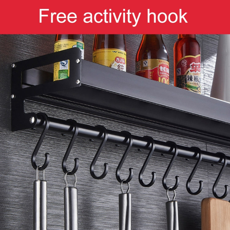 60cm 10 Hooks Kitchen Multi-function Wall Hanging Holder Seasoning Storage Rack (Silver)