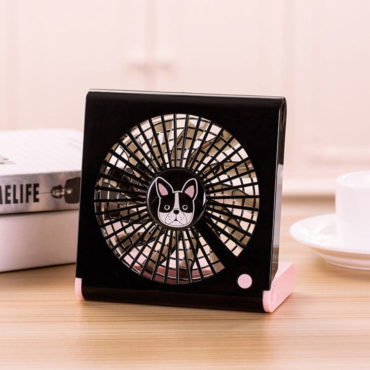 Bulldog Pattern Mini Notebook Folding USB Fan with Wind 3 Speeds
